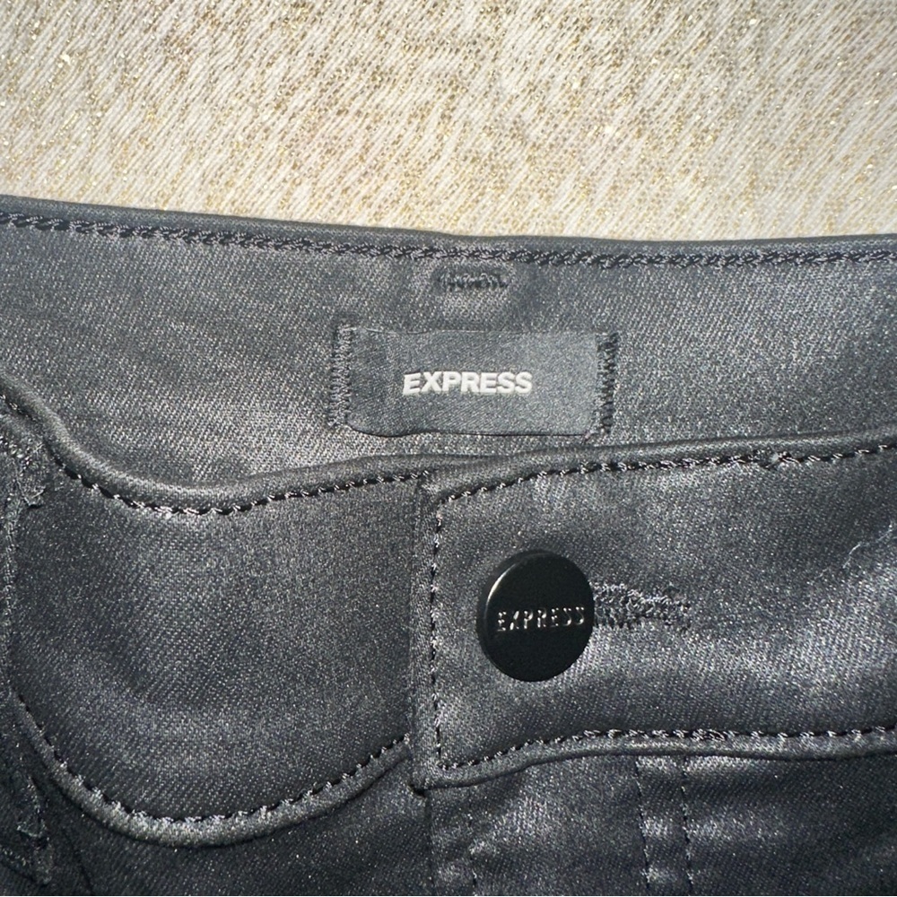 Express Black Coated Jeans Size 8 - Picture 7 of 9